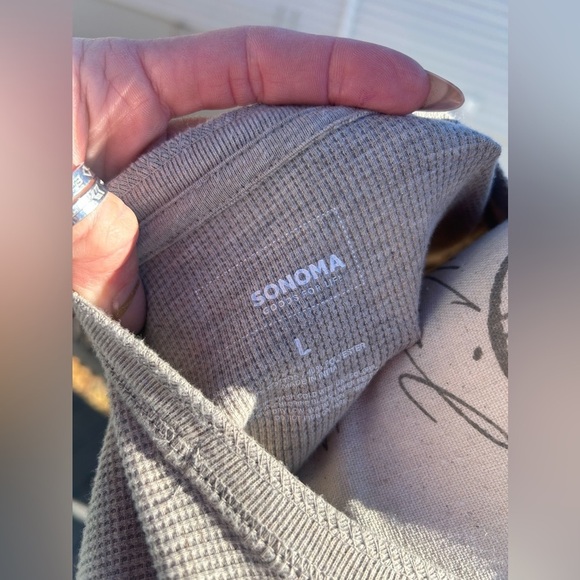 2FER BUNDLE!! Sonoma Men’s Textured Henley Long Sleeve Shirt Cream & Bla…​ - Picture 9 of 10